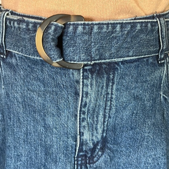 FREE PEOPLE Size 25 "Mid Indigo Wash" Belted Denim Skirt Mini Classic $78 NEW - Picture 10 of 13
